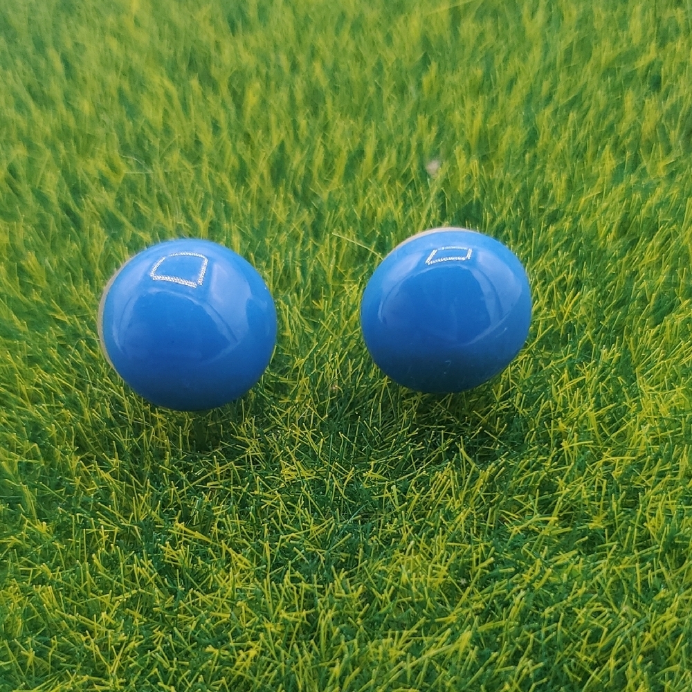 Blue Saucer Round Stud Earrings E1035
